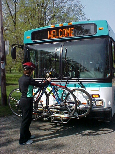 Loading a bike onto a bus